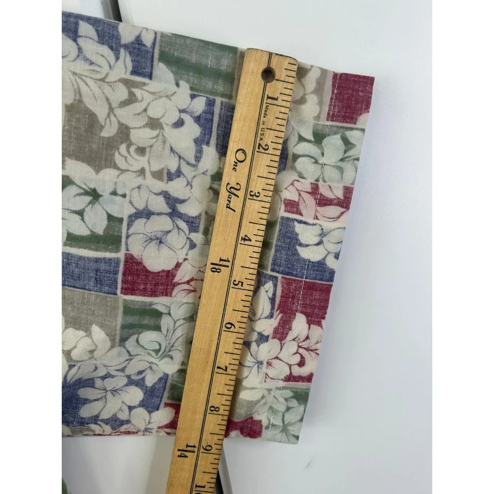 Go Barefoot Mens Hawaiian Shirt Large Floral‎ Patchwork Cotton Made in USA